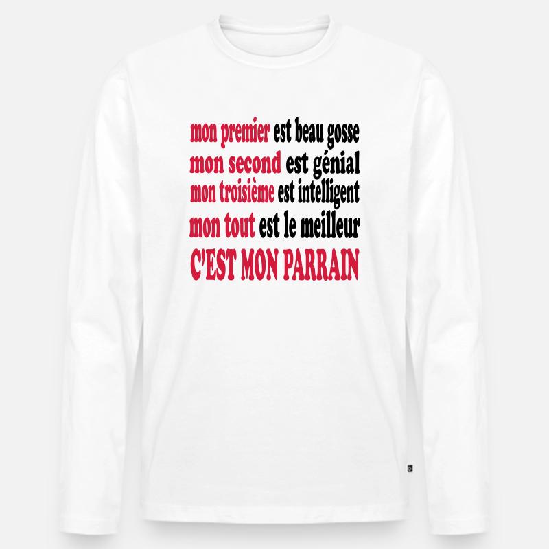 Mon parrain est beau - Männer Premium Bio Langarmshirt - Weiß
