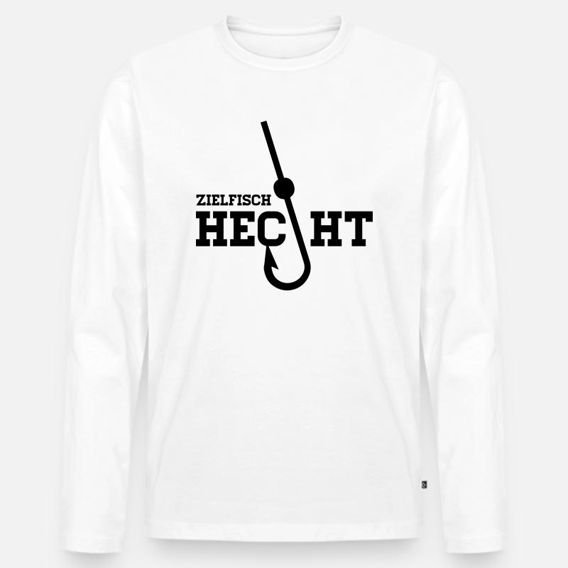 Zielfisch Hecht - Anglershirt - Männer Premium Bio Langarmshirt - Weiß