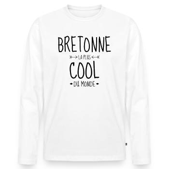 Bretagne / Breton / Bretonne / BZH / Breizh - Männer Premium Bio Langarmshirt - Weiß - Vorne - Nico (187cm)