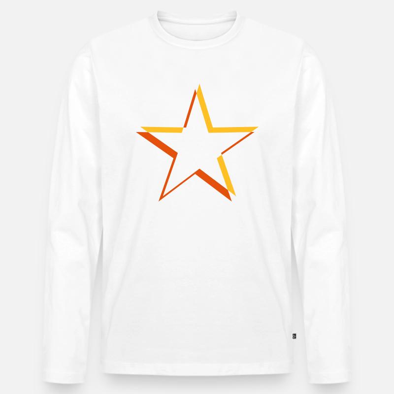 Gelber Stern 3D - Männer Premium Bio Langarmshirt - Weiß