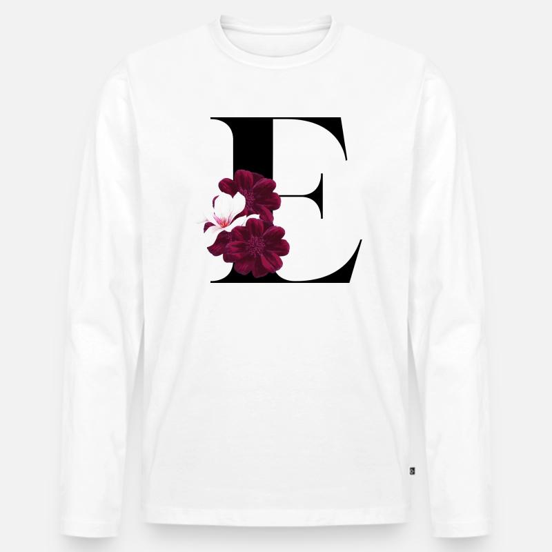 Buchstabe E blühende - Männer Premium Bio Langarmshirt - Weiß