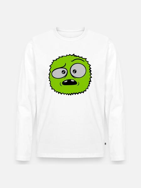 Hairy monster skeptical face - Men's Premium Organic Long Sleeve Shirt - white