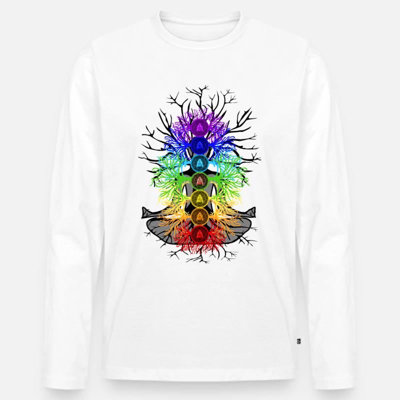 Chakra Baum des Lebens - Männer Premium Bio Langarmshirt - Weiß