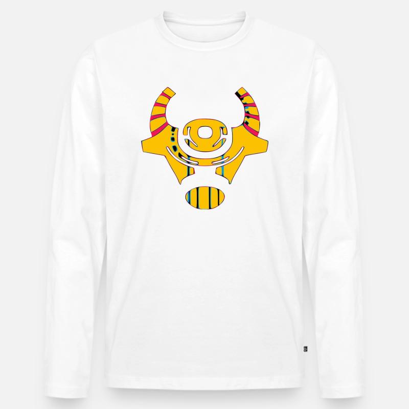 Stilisierter Kuhkopf - Männer Premium Bio Langarmshirt - Weiß