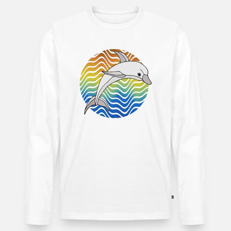 Delfin - Männer Premium Bio Langarmshirt - Weiß