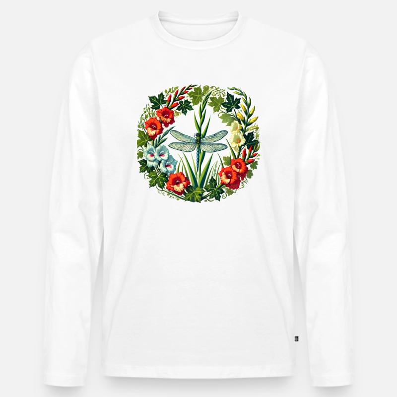 Libelle - Männer Premium Bio Langarmshirt - Weiß