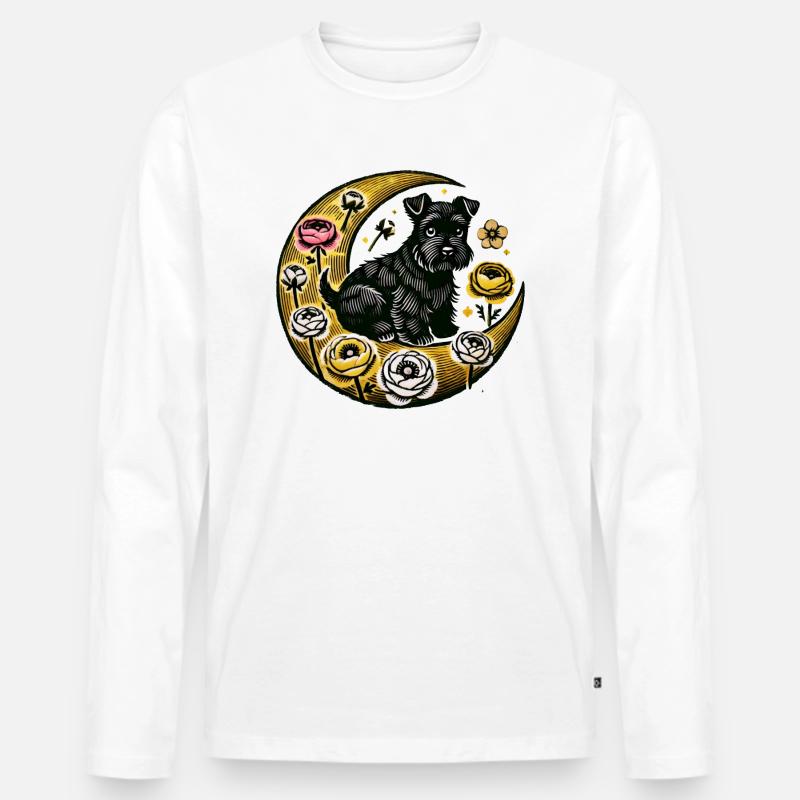 Schwarzer Scottish Terrier - Männer Premium Bio Langarmshirt - Weiß