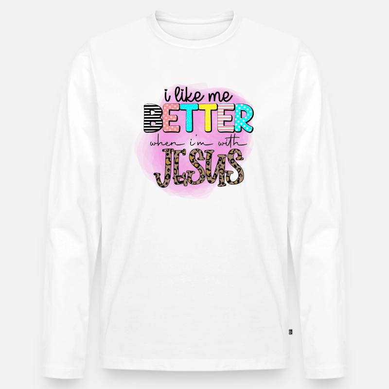 Besser mit Jesus - Männer Premium Bio Langarmshirt - Weiß