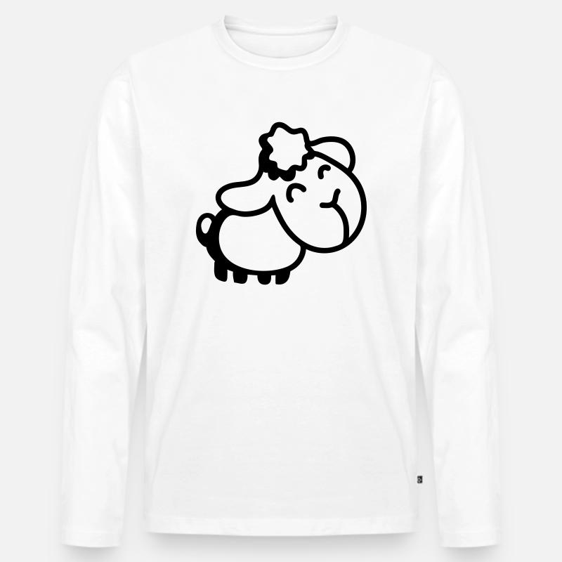 Schaf - Line - Männer Premium Bio Langarmshirt - Weiß
