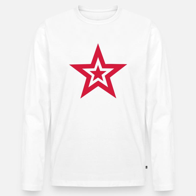 Stern - Männer Premium Bio Langarmshirt - Weiß
