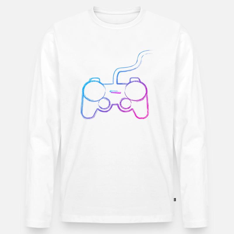 Graffiti-Controller Gamer - Männer Premium Bio Langarmshirt - Weiß