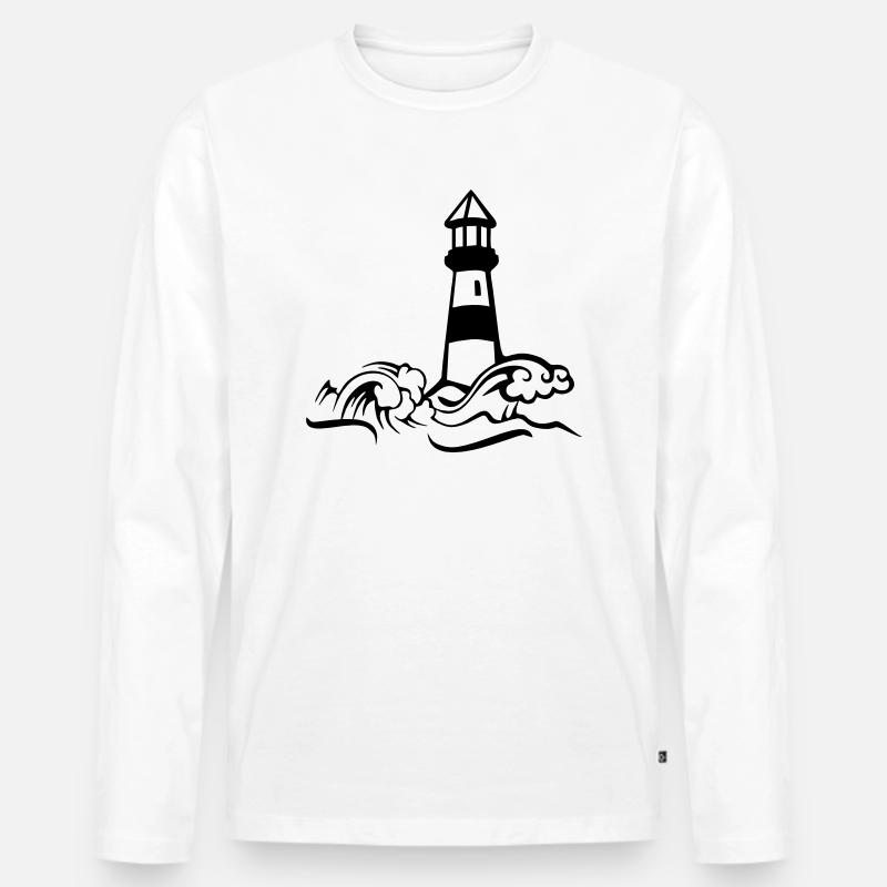 leuchtturm sturm welle - Männer Premium Bio Langarmshirt - Weiß