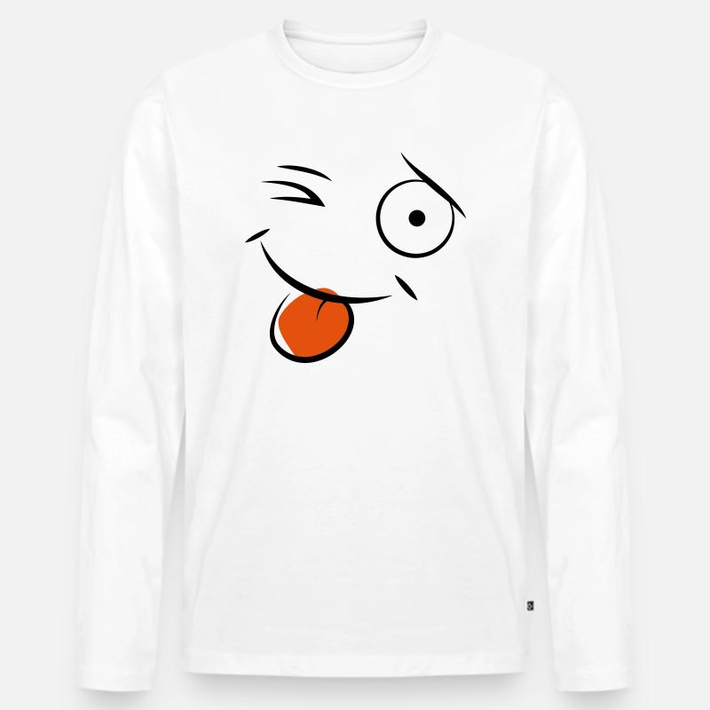 Smiley - Männer Premium Bio Langarmshirt - Weiß