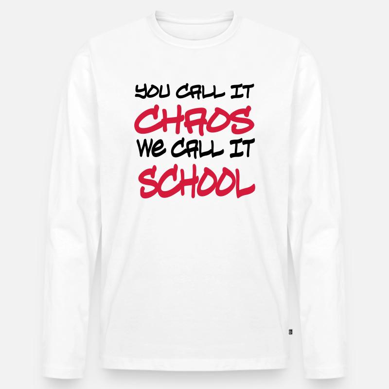 Schule - Männer Premium Bio Langarmshirt - Weiß