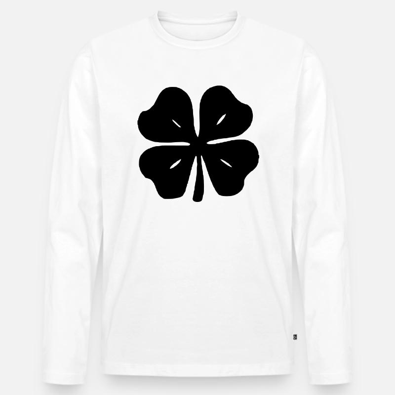 kleeblatt - Männer Premium Bio Langarmshirt - Weiß