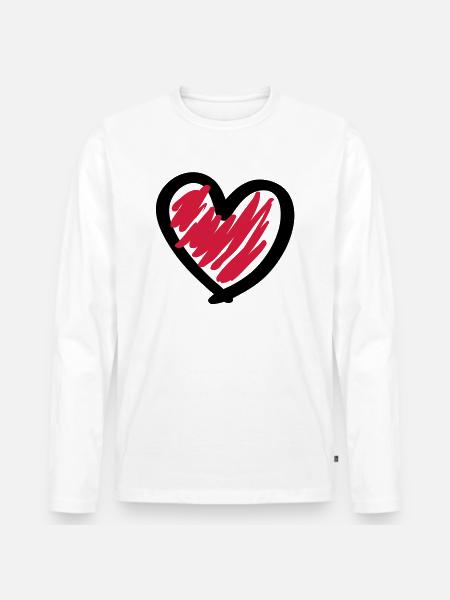 Cool Heart - Männer Premium Bio Langarmshirt - Weiß