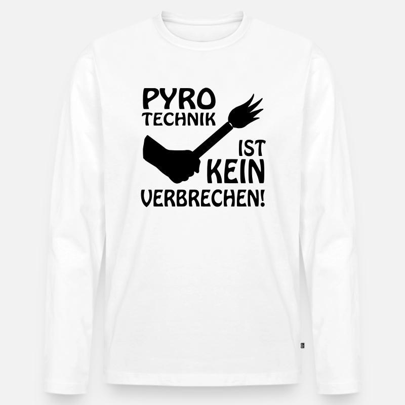 PYRO-TECHNIK IST KEIN VERBRECHEN - Männer Premium Bio Langarmshirt - Weiß