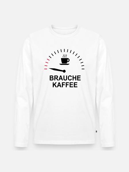 Kaffee - Männer Premium Bio Langarmshirt - Weiß