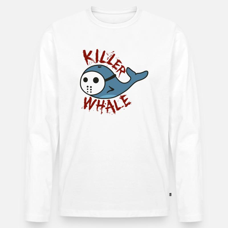 Killer Wal lustige Geschenkidee - Männer Premium Bio Langarmshirt - Weiß