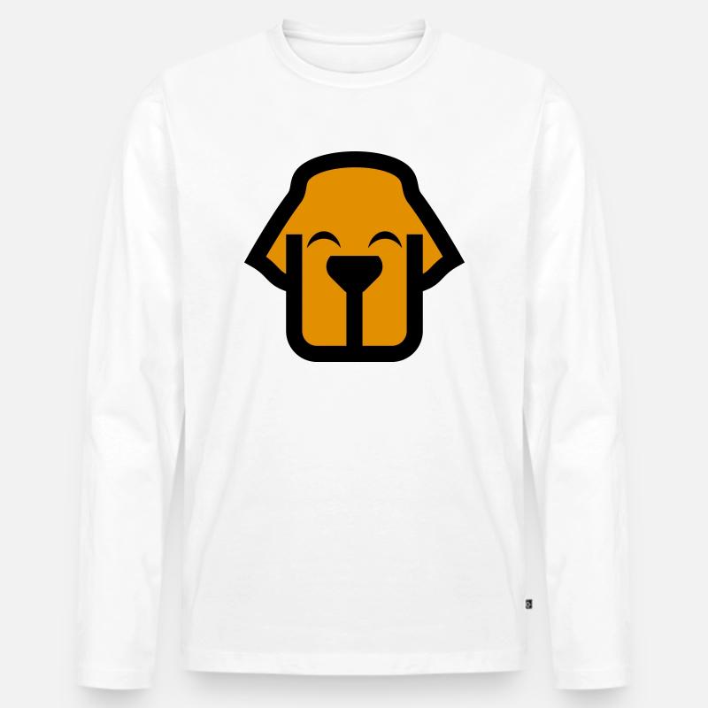 Hundegesicht Comic Logo - Männer Premium Bio Langarmshirt - Weiß