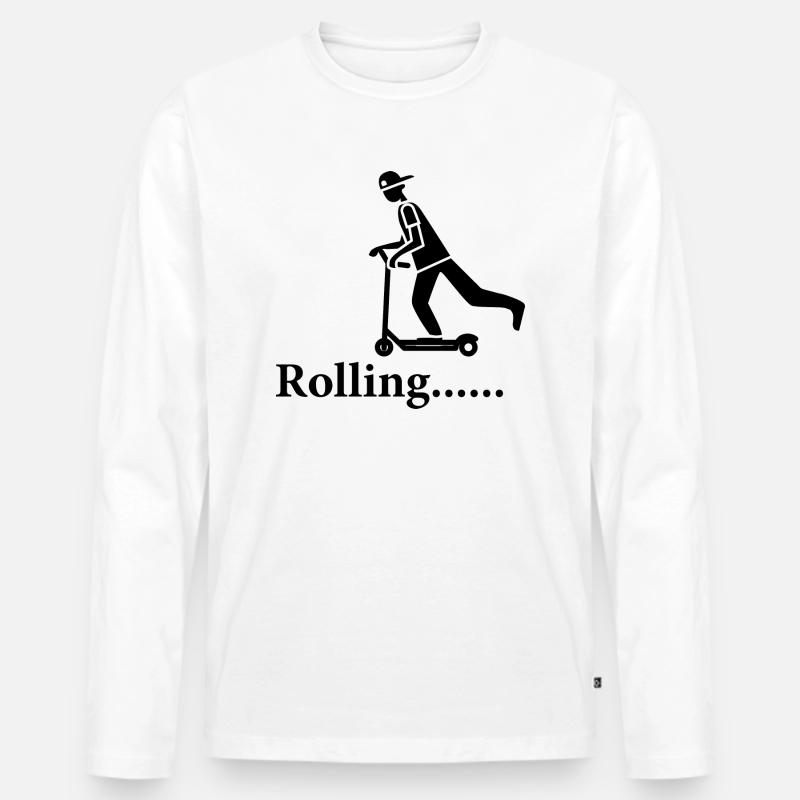 E-Scooter E-Roller Scooter - Männer Premium Bio Langarmshirt - Weiß