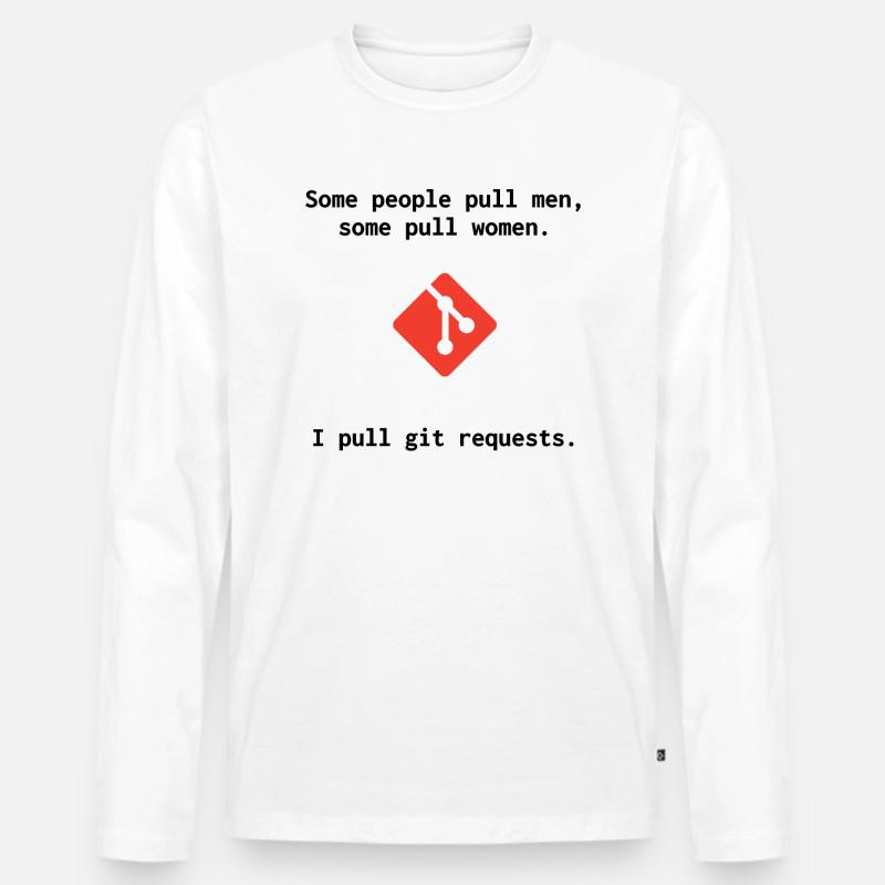 Git Witz - Pull Requests - Männer Premium Bio Langarmshirt - Weiß