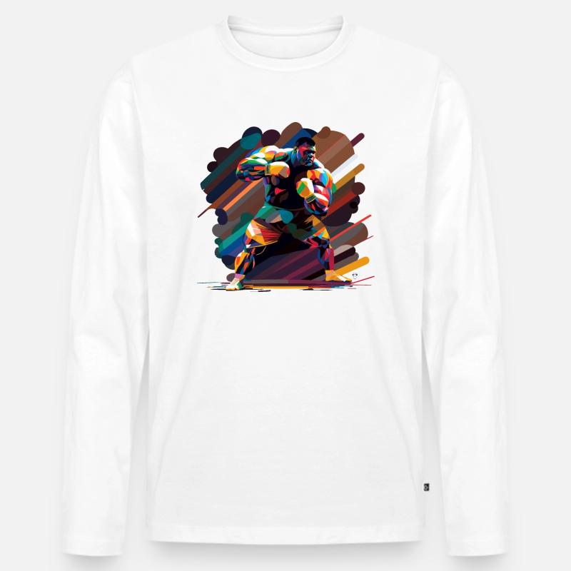 Colour Boxer - Männer Premium Bio Langarmshirt - Weiß