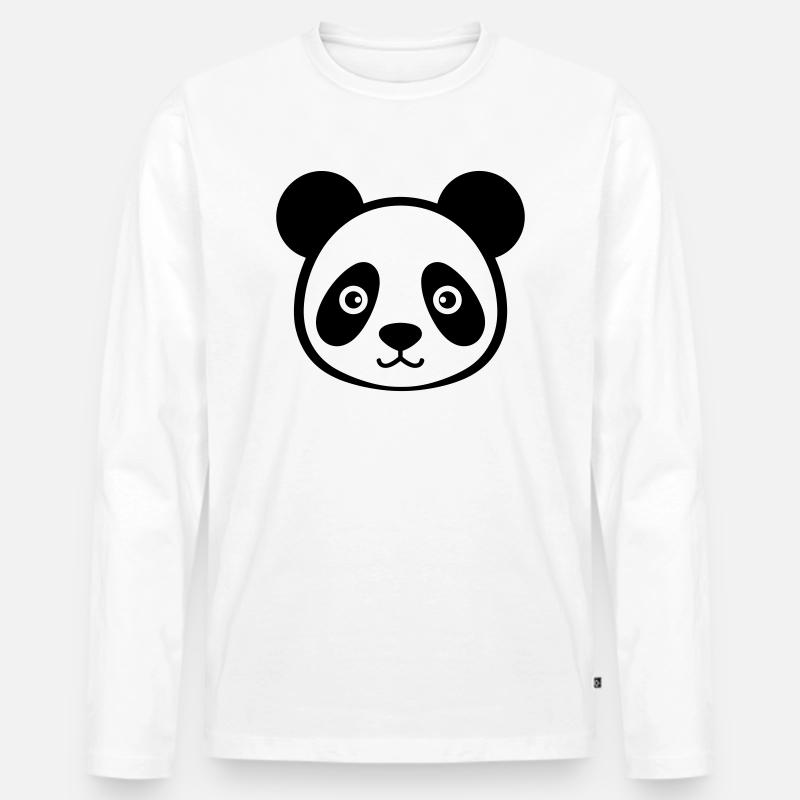 Panda - Männer Premium Bio Langarmshirt - Weiß
