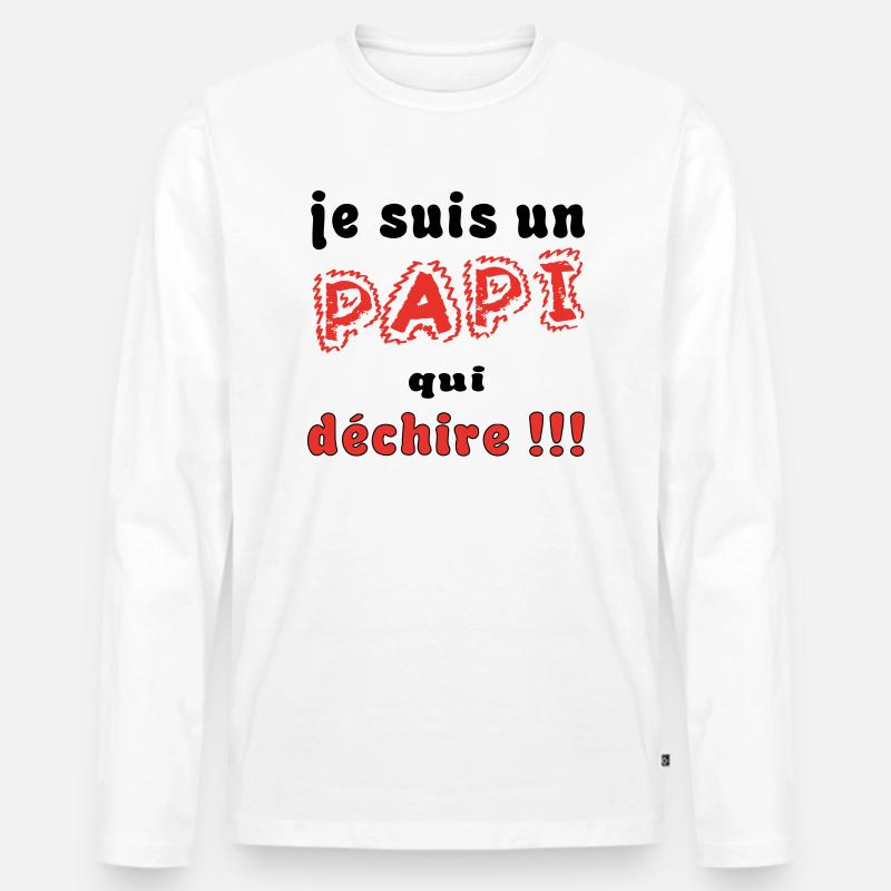 PAPI PAPY - Männer Premium Bio Langarmshirt - Weiß