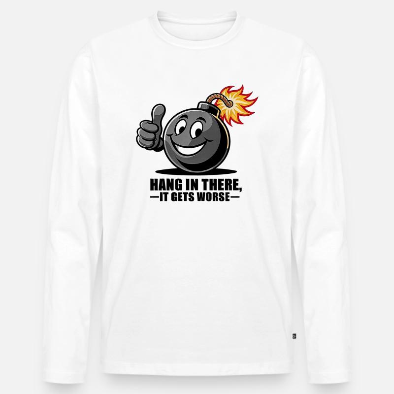 Bleiben Sie dran - Männer Premium Bio Langarmshirt - Weiß