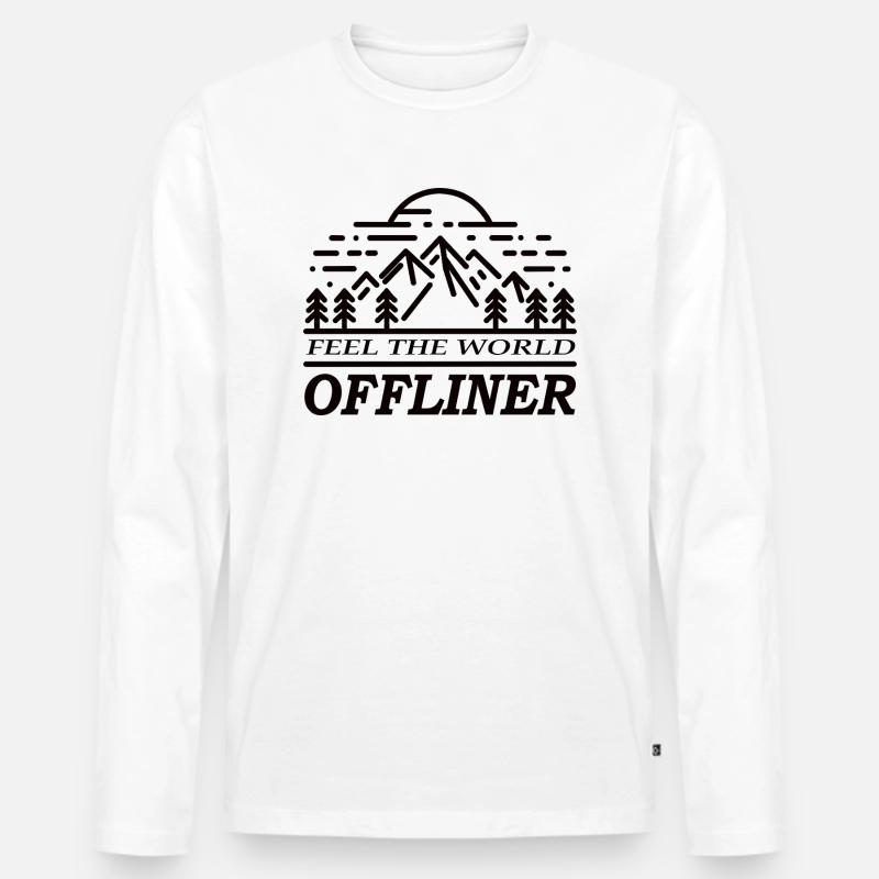 OFF Feel The World - Männer Premium Bio Langarmshirt - Weiß