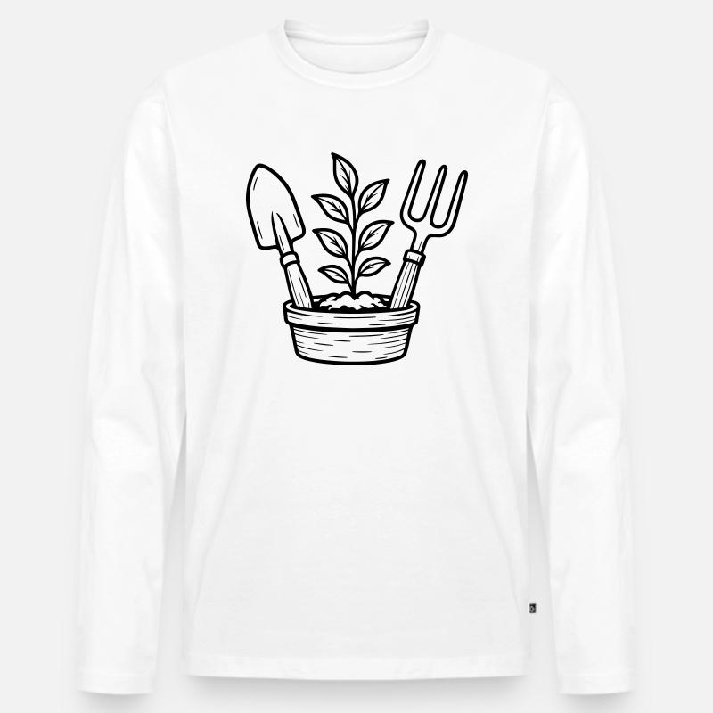 Gärtner Gartenarbeit Pflanzen - Männer Premium Bio Langarmshirt - Weiß