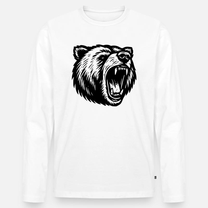 Ergraut - Männer Premium Bio Langarmshirt - Weiß