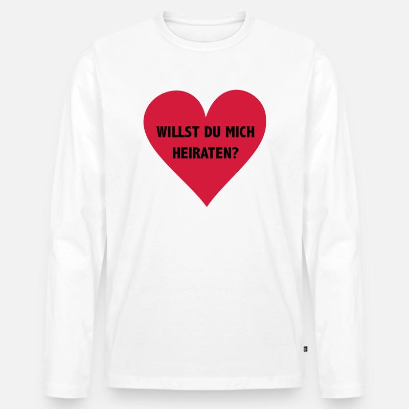 willst du mich heiraten? - Männer Premium Bio Langarmshirt - Weiß