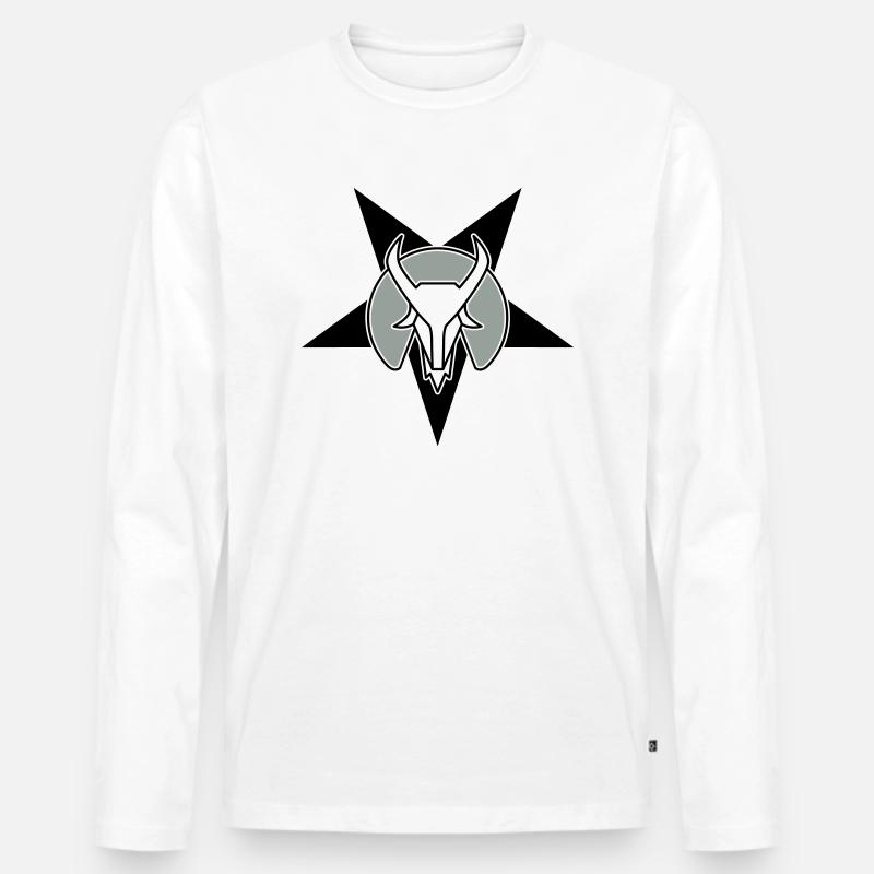 goat head star - Männer Premium Bio Langarmshirt - Weiß