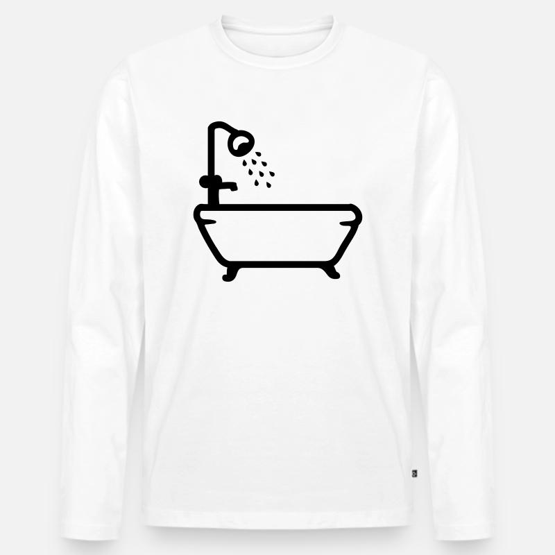 Badewanne - Dusche - Line - Männer Premium Bio Langarmshirt - Weiß