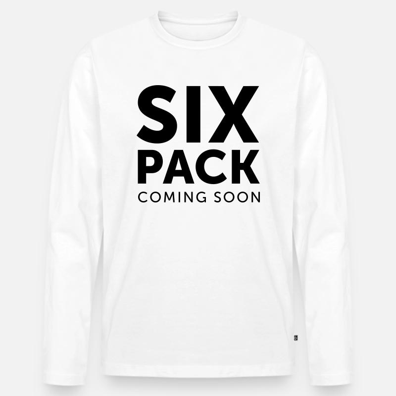 Six Pack coming soon (dh) - Männer Premium Bio Langarmshirt - Weiß