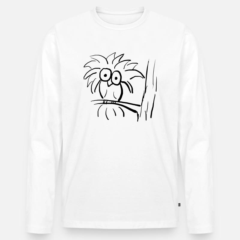 Eule - Männer Premium Bio Langarmshirt - Weiß