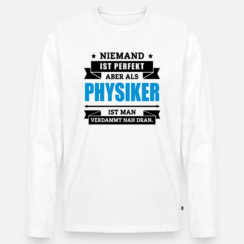 Funshirt Physiker - Männer Premium Bio Langarmshirt - Weiß