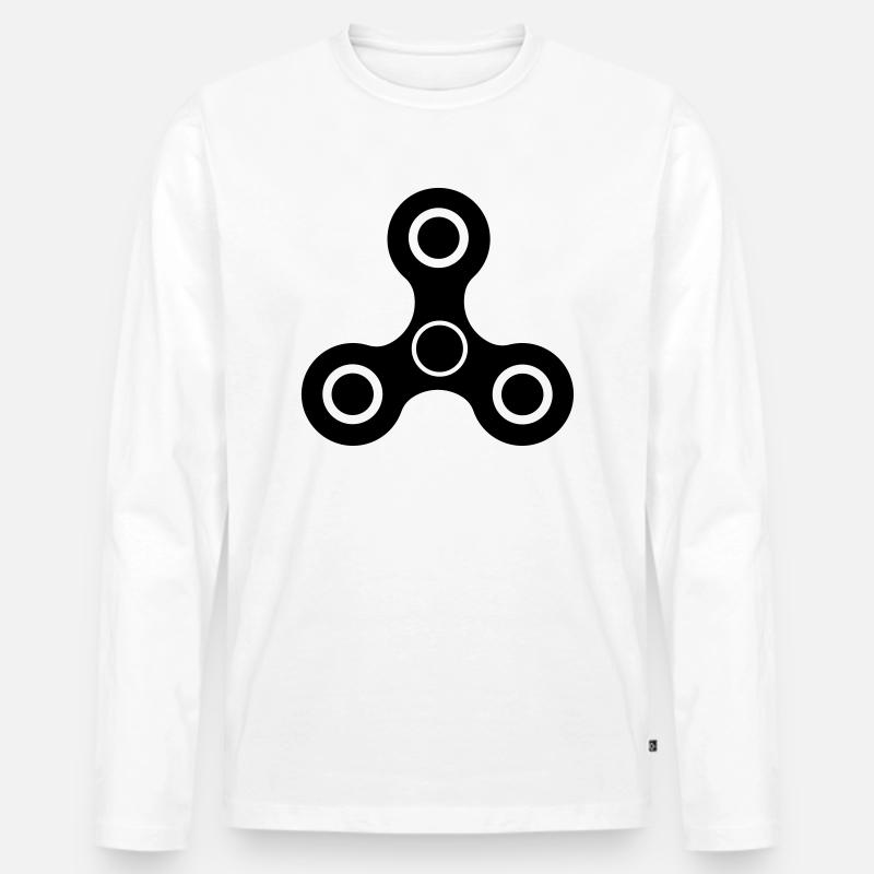 fidget spinner - Männer Premium Bio Langarmshirt - Weiß