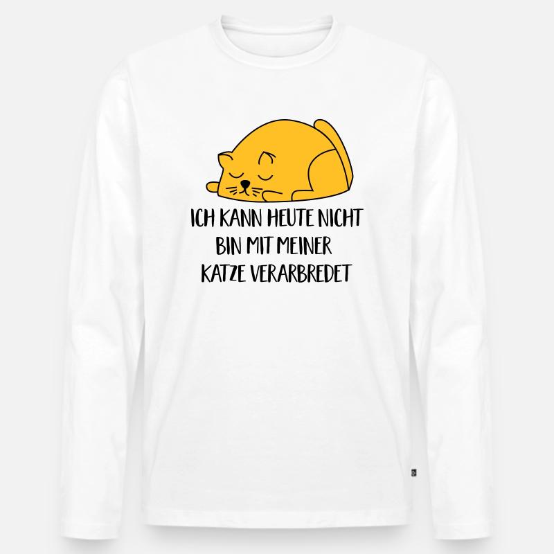 2541614 129996421 Katze - Männer Premium Bio Langarmshirt - Weiß