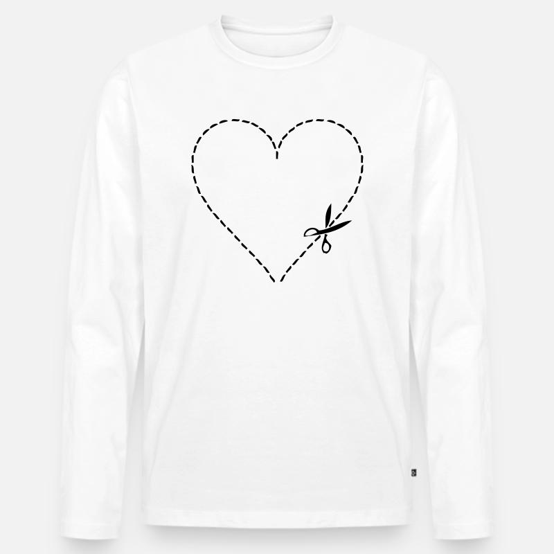 Herz schneiden - Männer Premium Bio Langarmshirt - Weiß