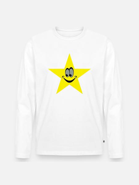 star smiley - T-shirt manches longues Premium bio Homme - blanc