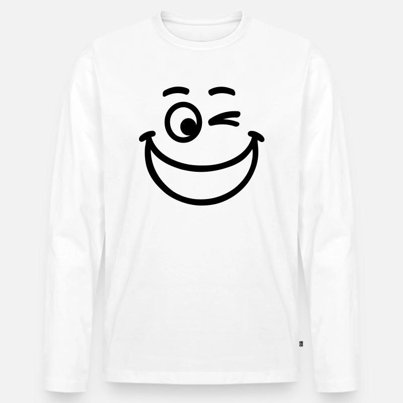 Smiley - Männer Premium Bio Langarmshirt - Weiß