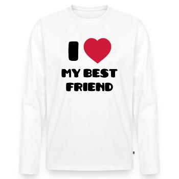 I Love my best friend - Men's Premium Organic Long Sleeve Shirt - white - Front - Nico (187cm)