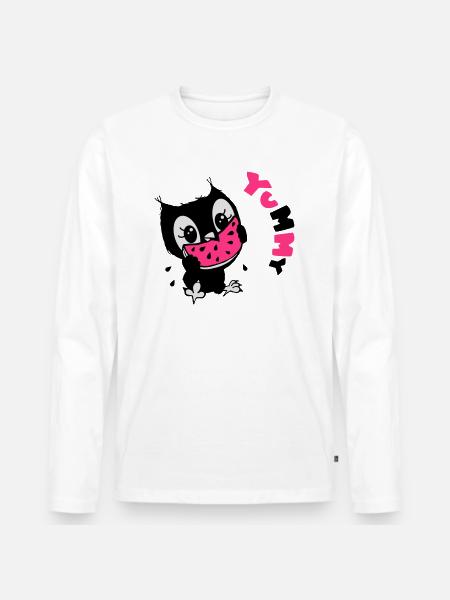 Eule yumyum - Männer Premium Bio Langarmshirt - Weiß