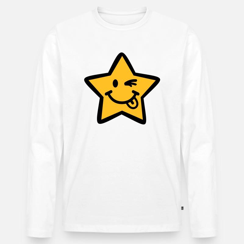 Stern - Männer Premium Bio Langarmshirt - Weiß