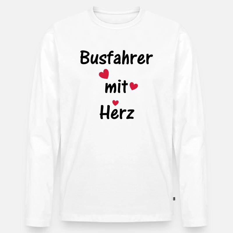 Busfahrer mit Herz - Männer Premium Bio Langarmshirt - Weiß