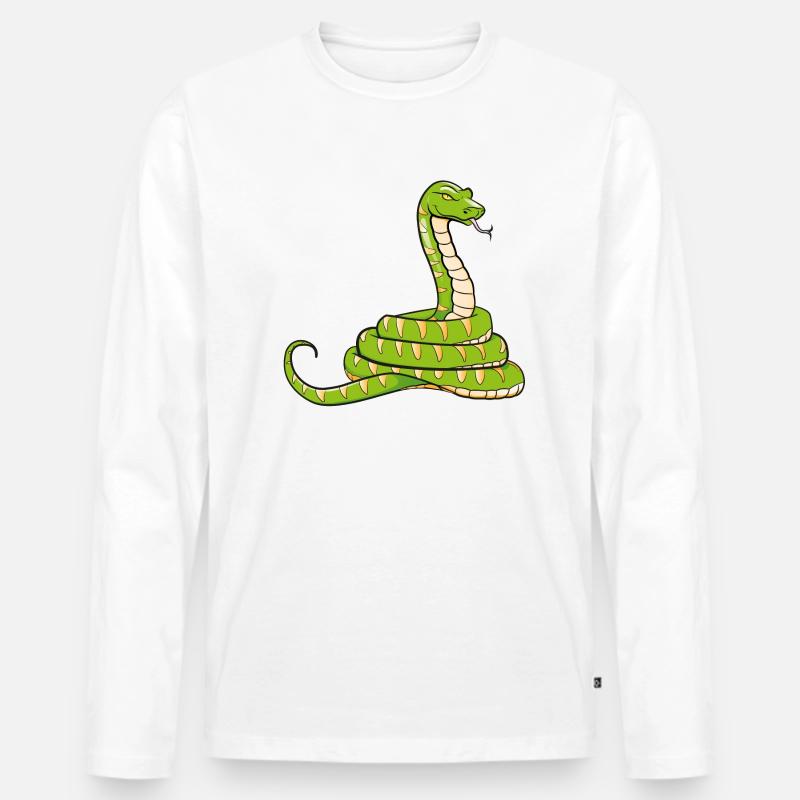 Schlange - Männer Premium Bio Langarmshirt - Weiß