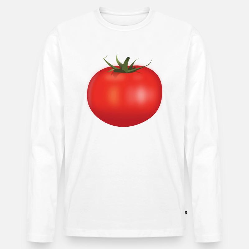 Tomate - Männer Premium Bio Langarmshirt - Weiß